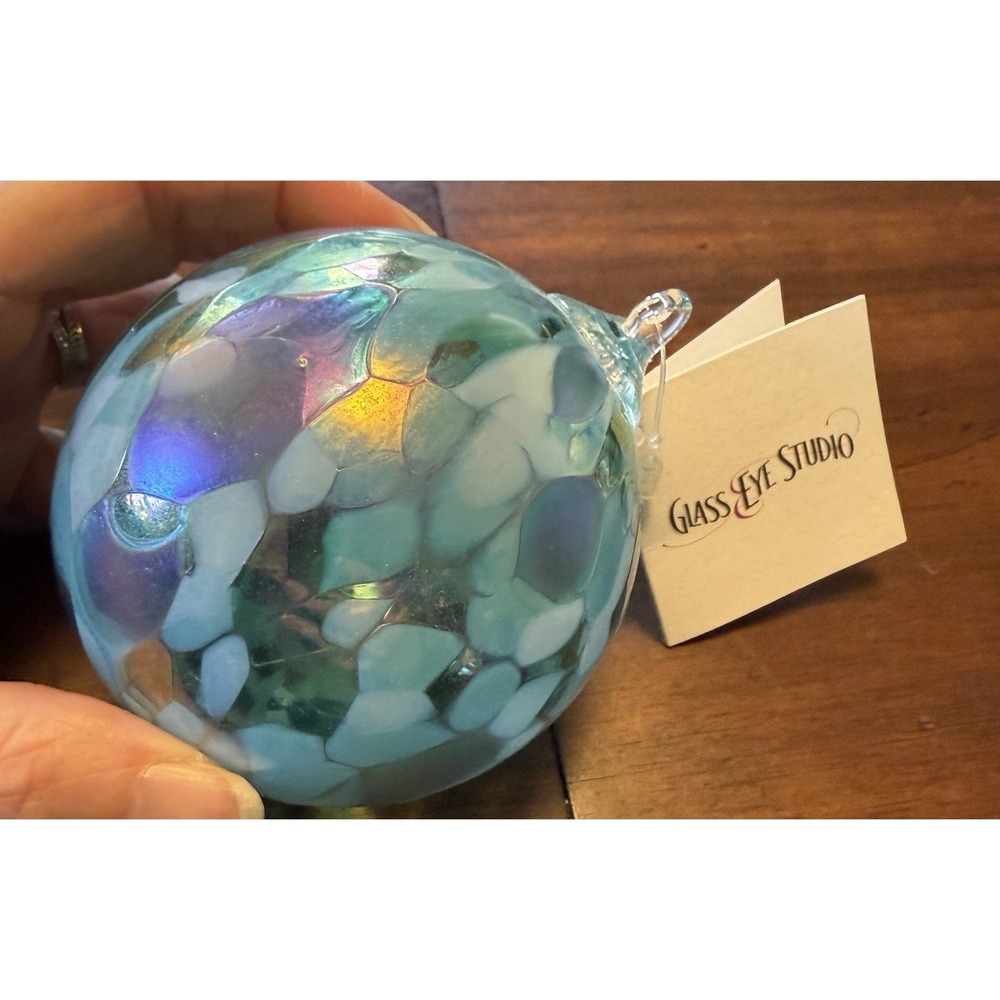 Glass Eye Studio Ornament 3" Art Orb Opal iridescent 1980 Mt. Helen Ash
